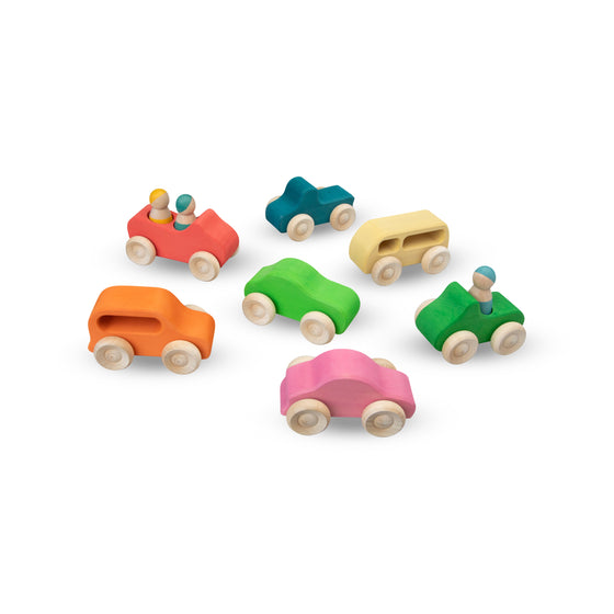 Wooden Montessori Toys - Rainbow Car Set